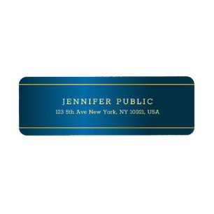 Elegante Deep Blue Gold Text Template Beruflich