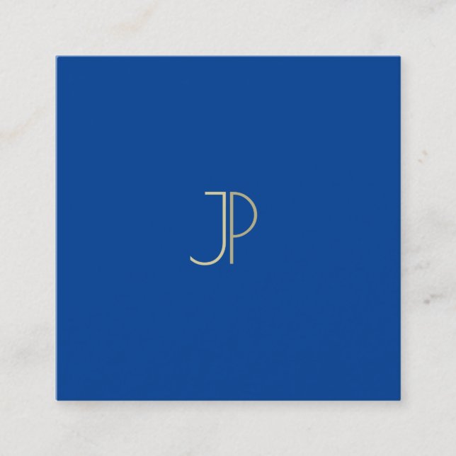 Elegante Deep Blue Modern Monogram Template Luxus Quadratische Visitenkarte (Vorderseite)