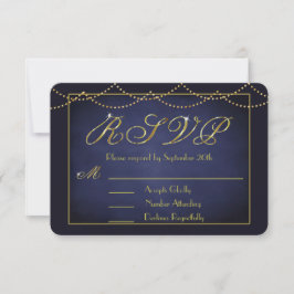 Elegante Deep Blue und Gold Glitzer RSVP Cards