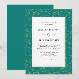 Elegante Deep Cyan Moderne Lässige Hochzeitseinlad Einladung