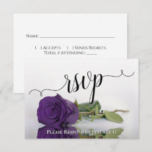 Elegante Deep Royal Lila Rose Reflections Wedding RSVP Karte