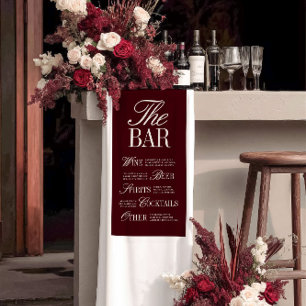 Elegante Dekoration des Burgundy Wedding Bar Menu  Banner