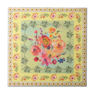 Elegante dekorative staubige Aquarell-Blumen in Ge Fliese