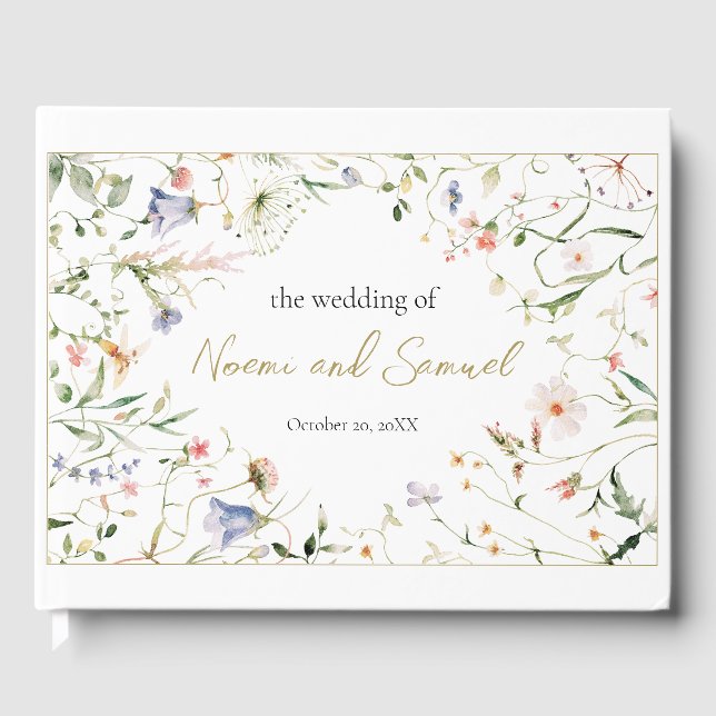 Elegante Delikate Wildblume Gästebuch (Vorderseite)