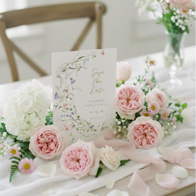 Elegante Delikate Wildblume Save The Date (Von Creator hochgeladen)