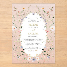 Elegante delikate Wildblume Wasserfarbe Hochzeit i Acryleinladungen