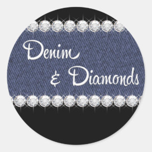 Elegante Denim- und Diamant-Aufkleber Runder Aufkleber