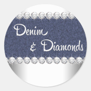 Elegante Denim- und Diamant-Aufkleber Runder Aufkleber