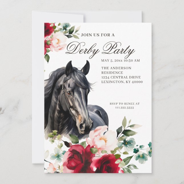 Elegante Derby-Party  Einladung (Vorderseite)