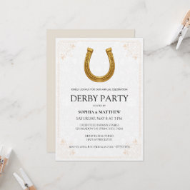 Elegante Derby-Party-Einladung mit goldenem Hufeis Einladung