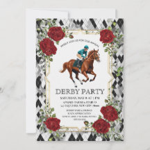 Elegante Derby-Party-Einladung mit Pferderennen I