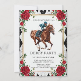 Elegante Derby-Party-Einladung mit Pferderennen I Einladung