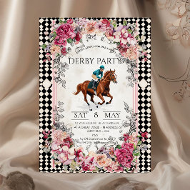 Elegante Derby-Party-Einladung mit Pferderennen I Einladung