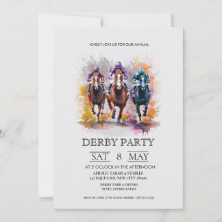Elegante Derby-Party-Einladung mit Pferderennen I Einladung