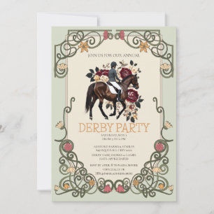 Elegante Derby-Party-Einladung Pferdereiten Floral Einladung