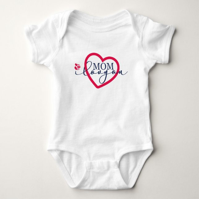 Elegante Design Text Mama I Liebe Sie mit Herz Baby Strampler (Vorderseite)
