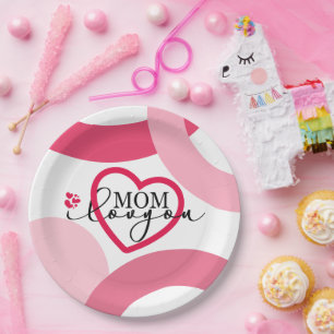 Elegante Design Text Mama I Liebe Sie mit Herz Pappteller