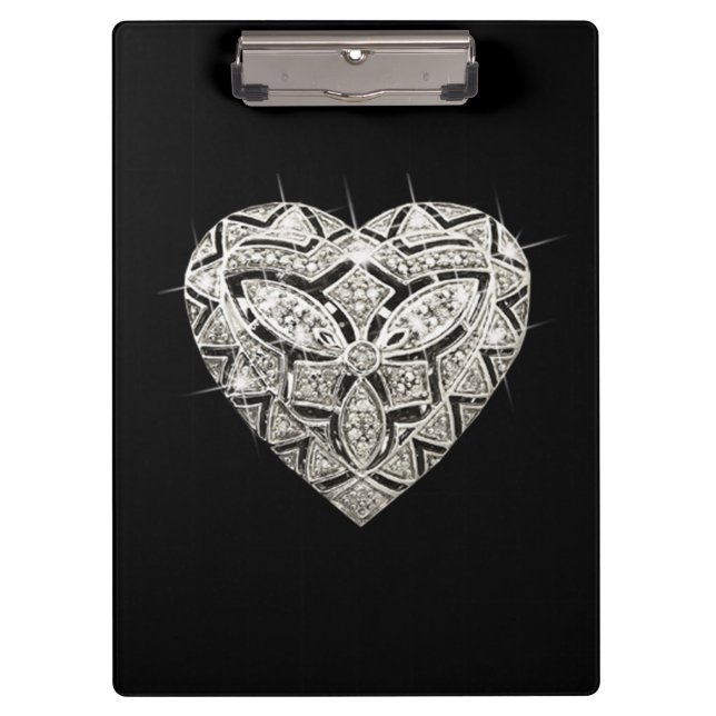 Elegante Designer Heart Clipboard Klemmbrett (Vorderseite)