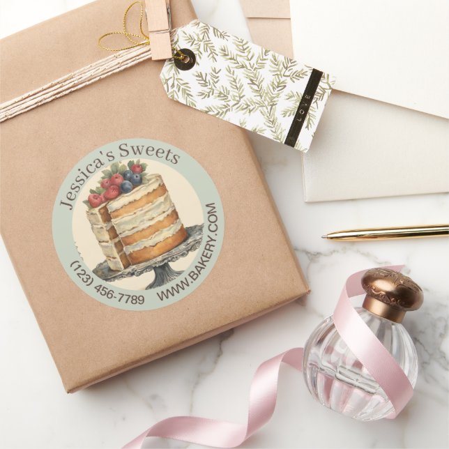 Elegante Dessert Baker Caterer Cupcake Bäckerei Runder Aufkleber (Schenken)