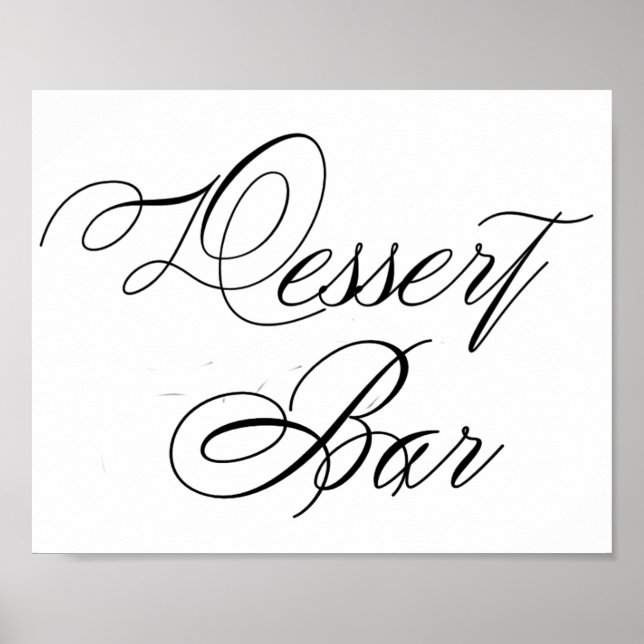 Elegante Dessert Bar Black Script | Horizontales Z Poster (Vorne)
