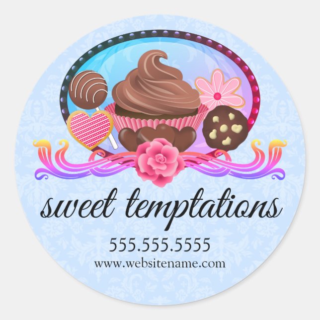 Elegante Desserts Bäckerei Box Siegel Runder Aufkleber (Vorderseite)