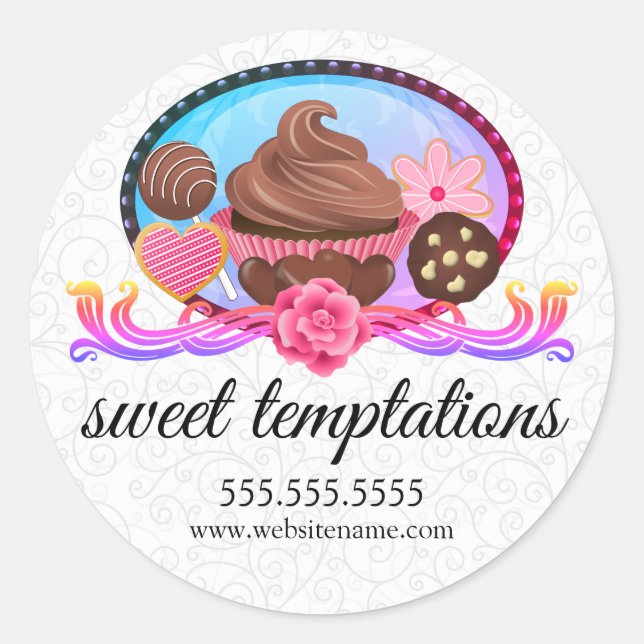 Elegante Desserts Bäckerei Box Siegel Runder Aufkleber (Vorderseite)