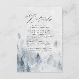 Elegante Details für eine Winterwald-Hochzeit Begleitkarte