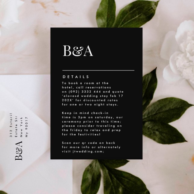 Elegante Details zu modernen Schwarzen Monogrammen Begleitkarte (DETAILS showcasing suite - additional items (bought separately))