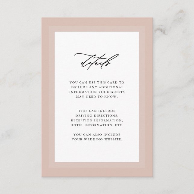 Elegante Details zu natürlichen Hochzeitgästen Begleitkarte (Vorderseite)