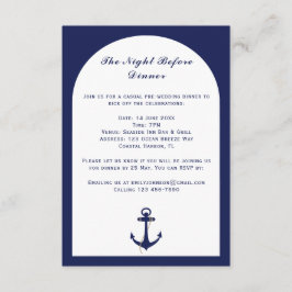 Elegante Details zur Arch Navy & White Nautical We Begleitkarte