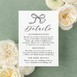 Elegante Details zur Black Bow Hochzeit Begleitkarte