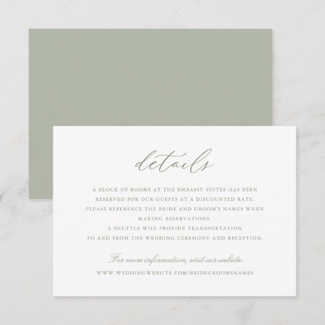 Elegante Details zur Kalligrafie-Skriptsprache Hoc Einladung (Vorne/Hinten)