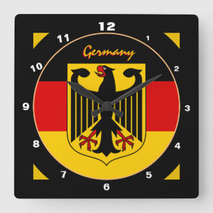Elegante deutsche Flagge, Adler & Deutschland / De Quadratische Wanduhr