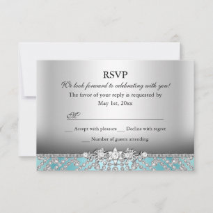 Elegante Diamant Blau RSVP Karte
