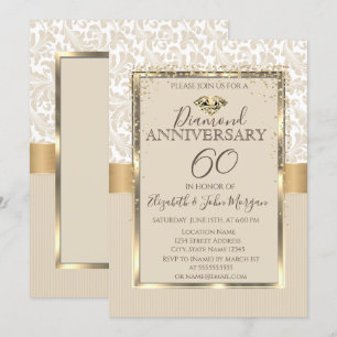Elegante Diamant-Damaskus-Rahmen Hochzeit Jubiläum Einladung