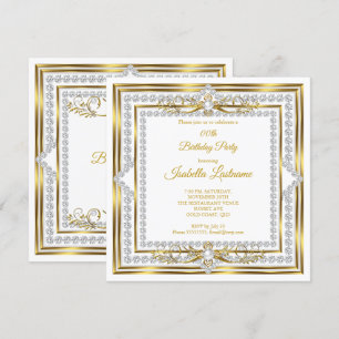 Elegante Diamant Gold Weiße Perlen Geburtstagsfeie Einladung