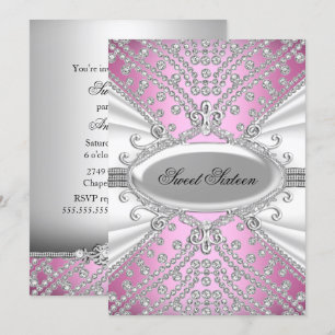 Elegante Diamant-Rosa Sweet 16 Party-Einladung Einladung