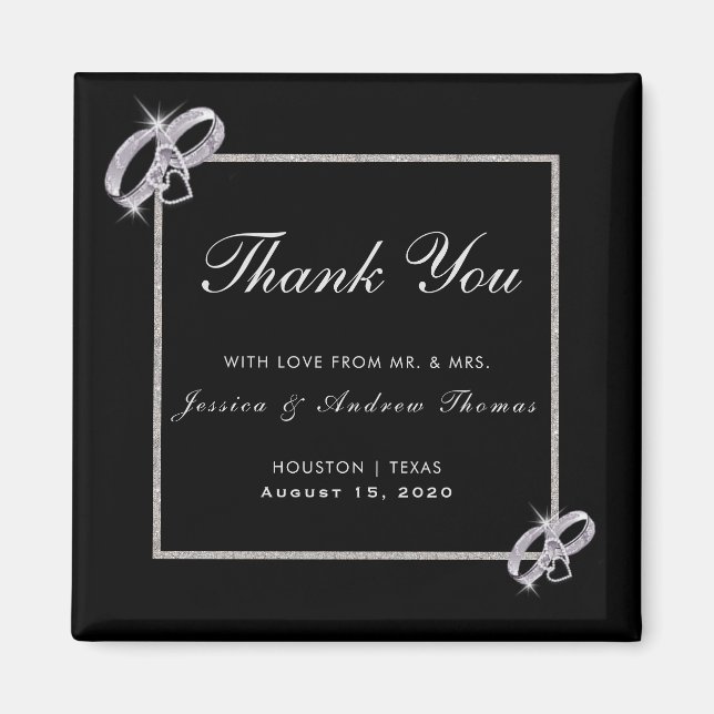 Elegante Diamant Silber Hochzeitsringe Hochzeit Magnet (Vorne)