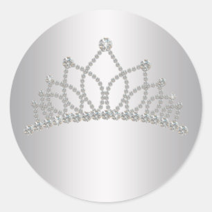 Elegante Diamant-Tiara-Prinzessin-Aufkleber Runder Aufkleber