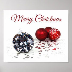 Elegante Diamant- und rote Weihnachtsdekorationen Poster