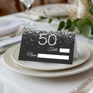 Elegante Diamanten 50. Geburtstagsfeier Platzkarte