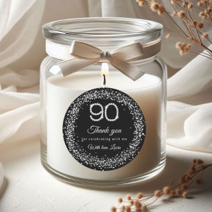Elegante Diamanten 90. Geburtstag Dankeschön-Aufkl Runder Aufkleber