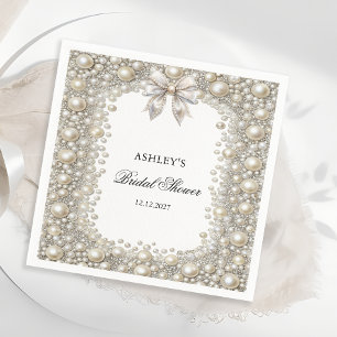 Elegante Diamanten- und Perlen-Brautparty Serviette