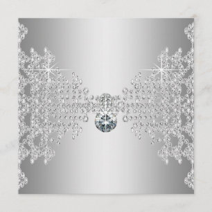 Elegante Diamanten und Silberhochzeit Einladung