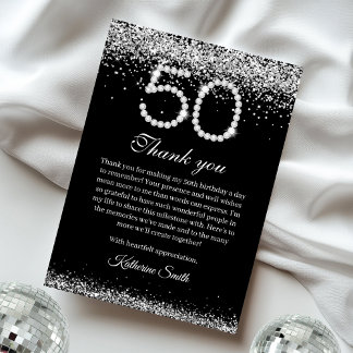 Elegante Diamantene 50. Geburtstags-Dankeskarten Einladung