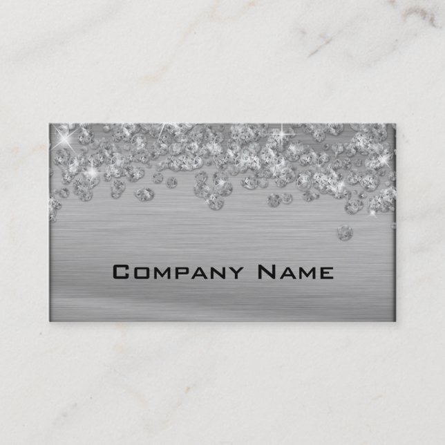 Elegante Diamond Appeal Silver Business Card Visitenkarte (Vorderseite)