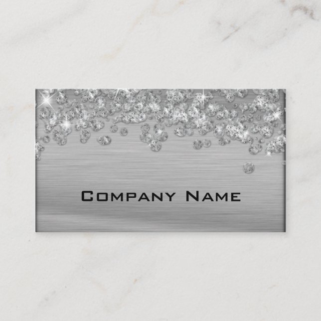 Elegante Diamond Appeal Silver Business Card Visitenkarte (Vorderseite)
