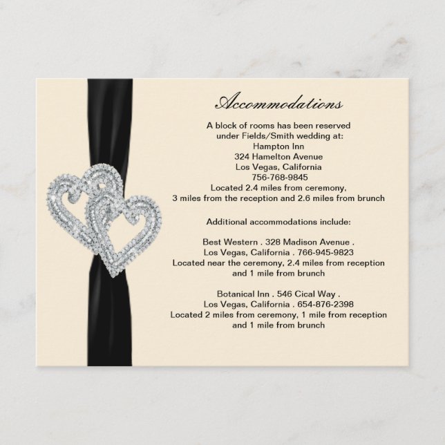 Elegante Diamond Black Ribbon Einschließkarten Begleitkarte (Vorderseite)