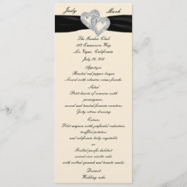 Elegante Diamond Black Ribbon Menu Card Menükarte