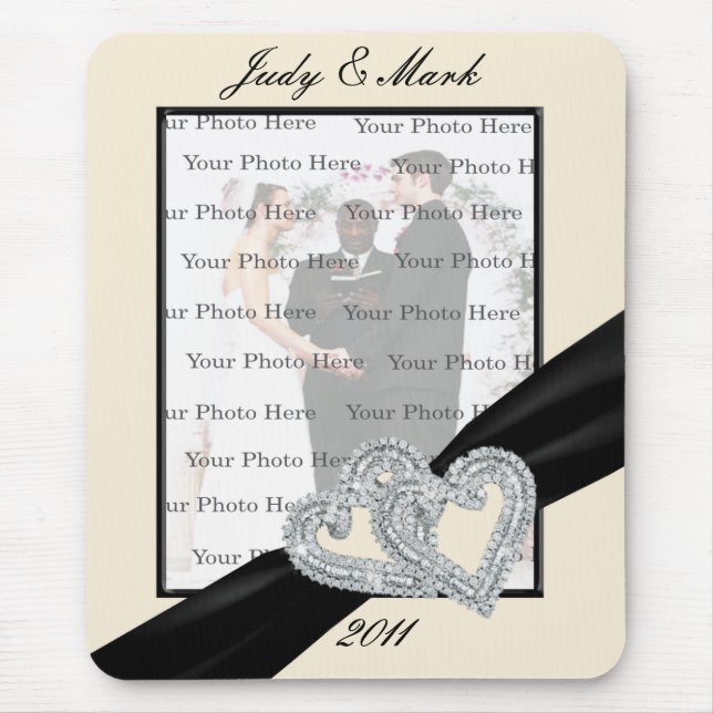 Elegante Diamond Black Ribbon Mouse Pad Mousepad (Vorne)